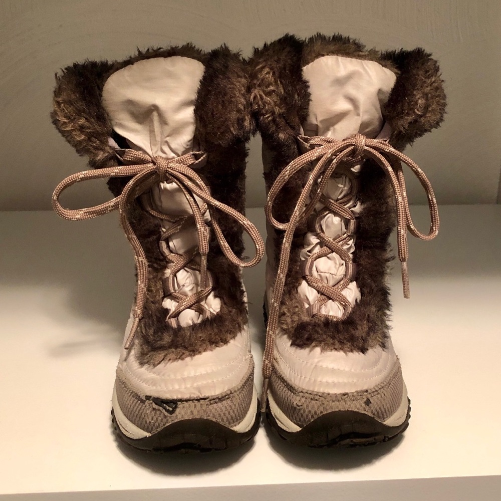 Girls Cream/white Nuptse snow boots
